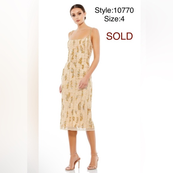 Mac Duggal Dresses & Skirts - Beaded spaghetti strap midi dress